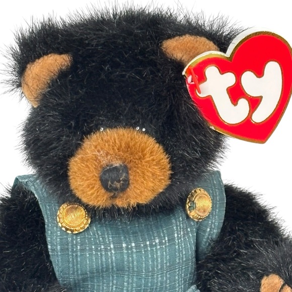 Ty 1993 Ivan Grin & Bear it 9” Bendable Black Bear Plush with Removable Outfit - Picture 9 of 9